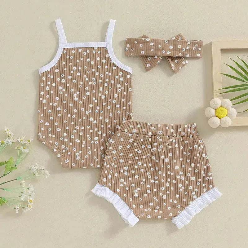 Barboteuse décontractée pour nouveau-né fille avec bandeau à nœud papillon - Ensemble deux pièces pour bébé fille