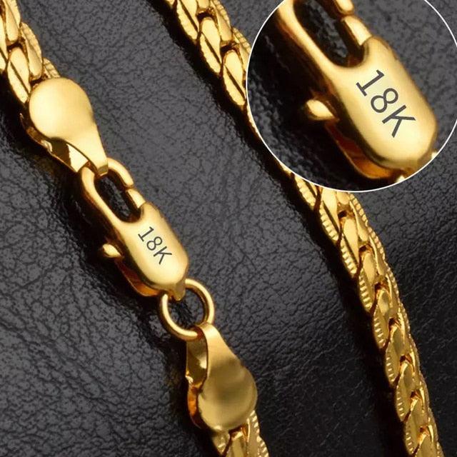 18k Gold Side Chain Necklaces