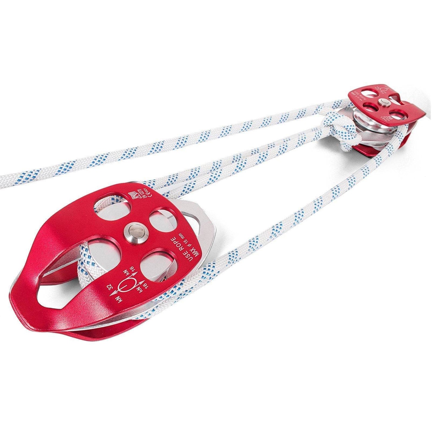 Twin Sheave Block And Tackle 1 2 X 200Ft Twin Sheave Block With Braid Rope 30-35KN 6600-7705LBS Double Pulley Rigging