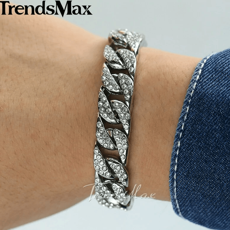 18k Gold & Diamond Laced Cuban Chain Bracelet