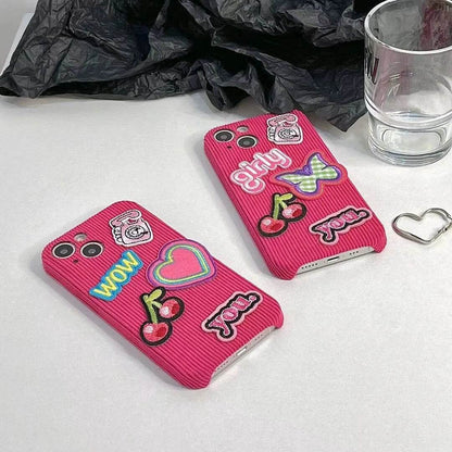 Embroidered Love Cherry Patch iphone Case women