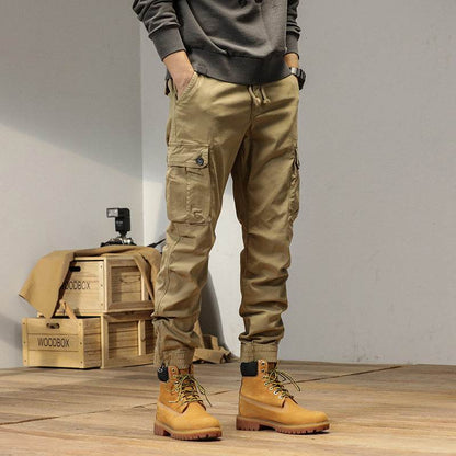 New Retro Ankle-tied Loose Overalls Versatile Casual Cargo Pant men