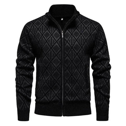 2025 Fall Winter Men Fleece-lined Thick Stand Collar Sweater Cardigan for men
