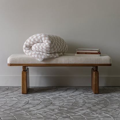 Blushing Beige & White Check Print Extended Throw