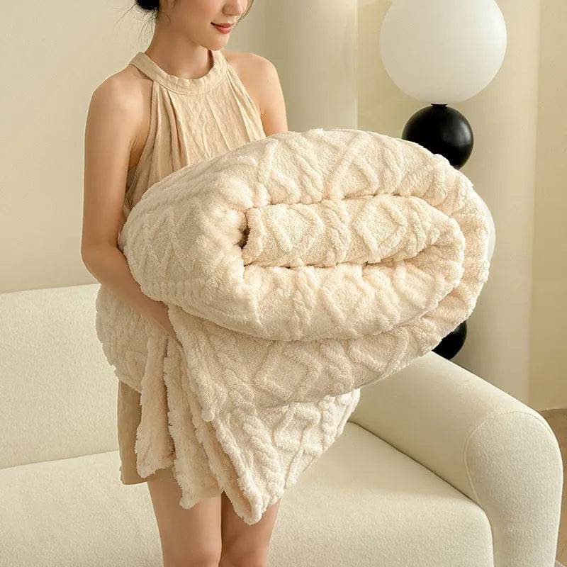 Couverture de canapé en velours double face monocouche, douce pour l'hiver