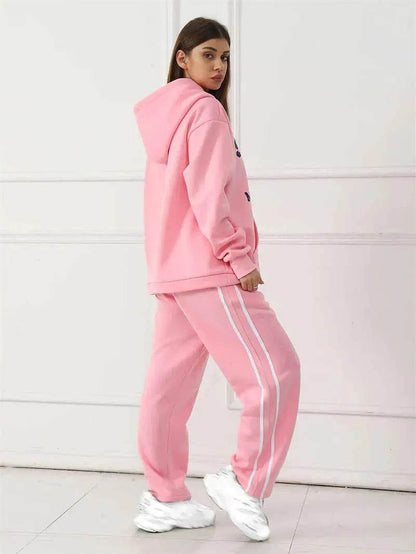 Fashion Casual joggers and hoodie set women's
