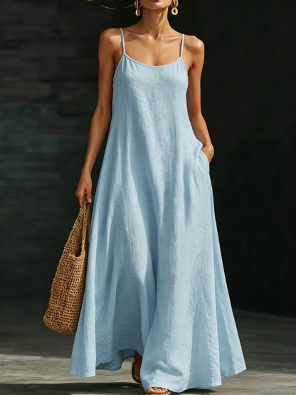 Summer Beach Spaghetti Strap Maxi Dress – Loose Flowy Casual Long Vacation Dress for Women