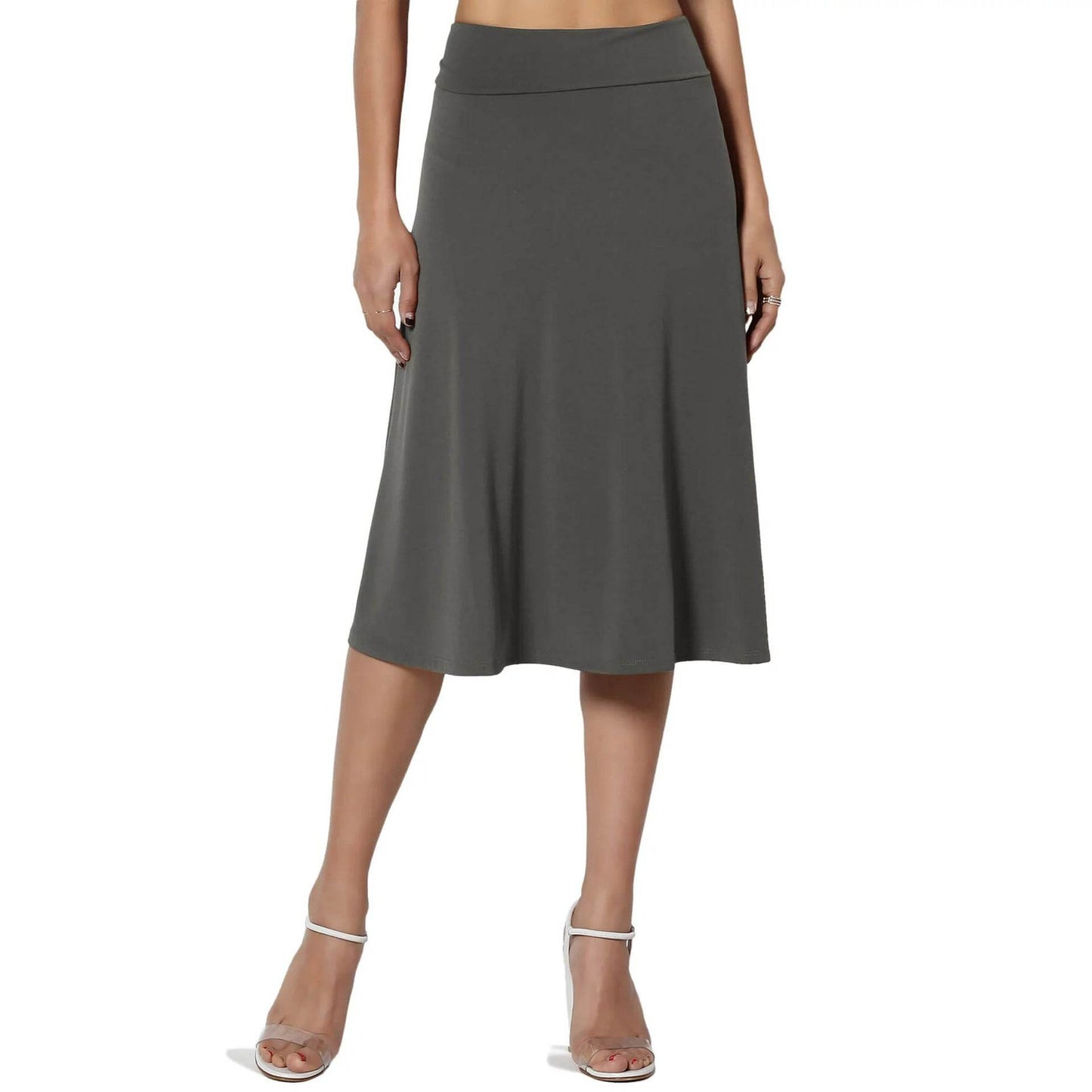 Women's casual High Waist flared Midi Skirt