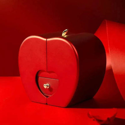 Boîte à bijoux de mode pomme rouge cadeau de Noël collier Rose éternelle pour fille fête des mères Saint Valentin cadeaux avec fleur artificielle Rose fleur boîte à bijoux