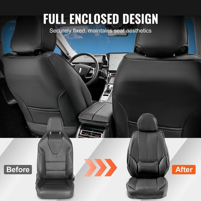 Seat Covers, Universal Car Seat Covers Full Set Seats, Front And Rear Seat, 13pcs Faux Leather Seat Cover, Full Enclosed Design, Detachable Headrest And Airbag Compatible, For Most Car SUV Truck