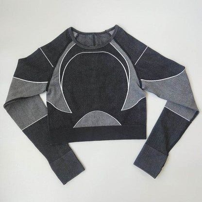 Women Tight Long Sleeve Fitness Workout Yoga Running Gym Crop top