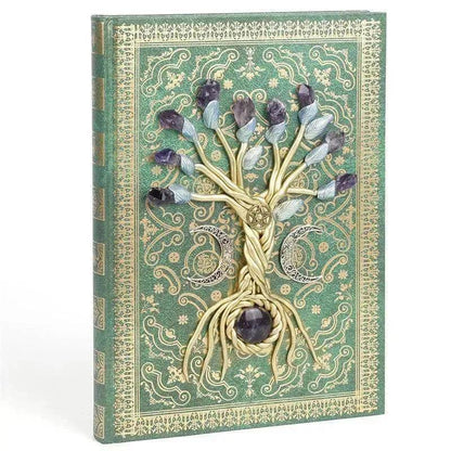 Simple Lucky Tree Pattern Personalized Creative Inlaid Natural Crystal Gem Journal Hard cover  Note book