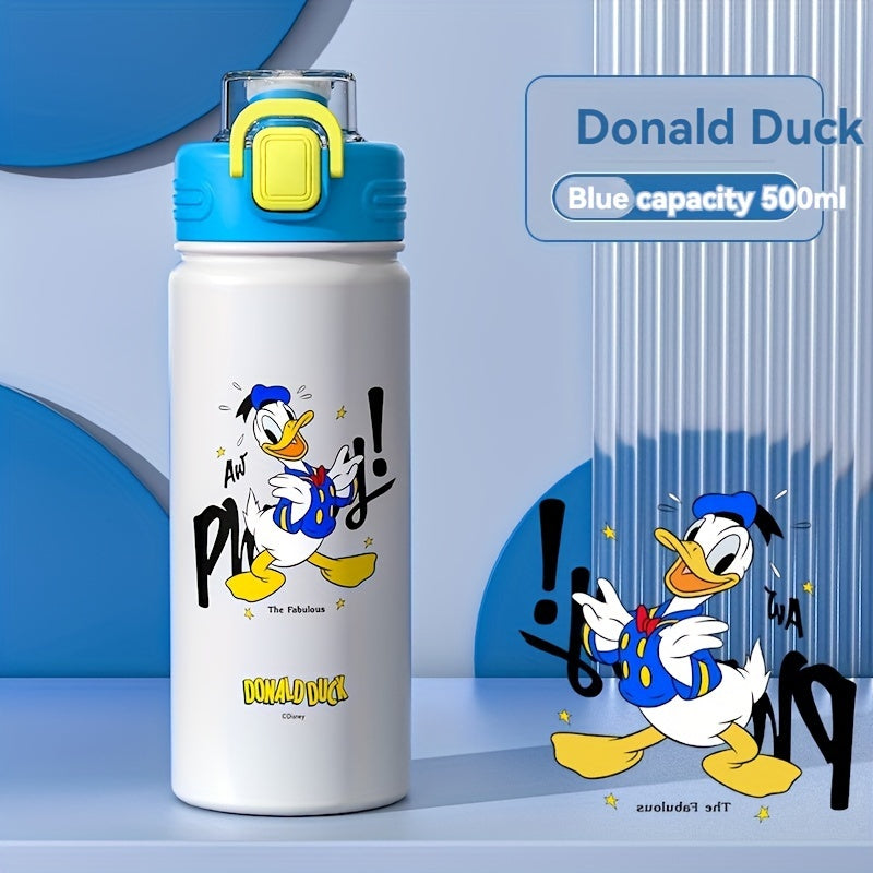 UME Disney-Themed Stainless Steel Insulated Water Bottle with PP Lid - Cartoon Character Design, Leakproof, One-Hand Operation, Safety Lock Feature - BPA Free, Non-Toxic, Portable for Outdoor Activities