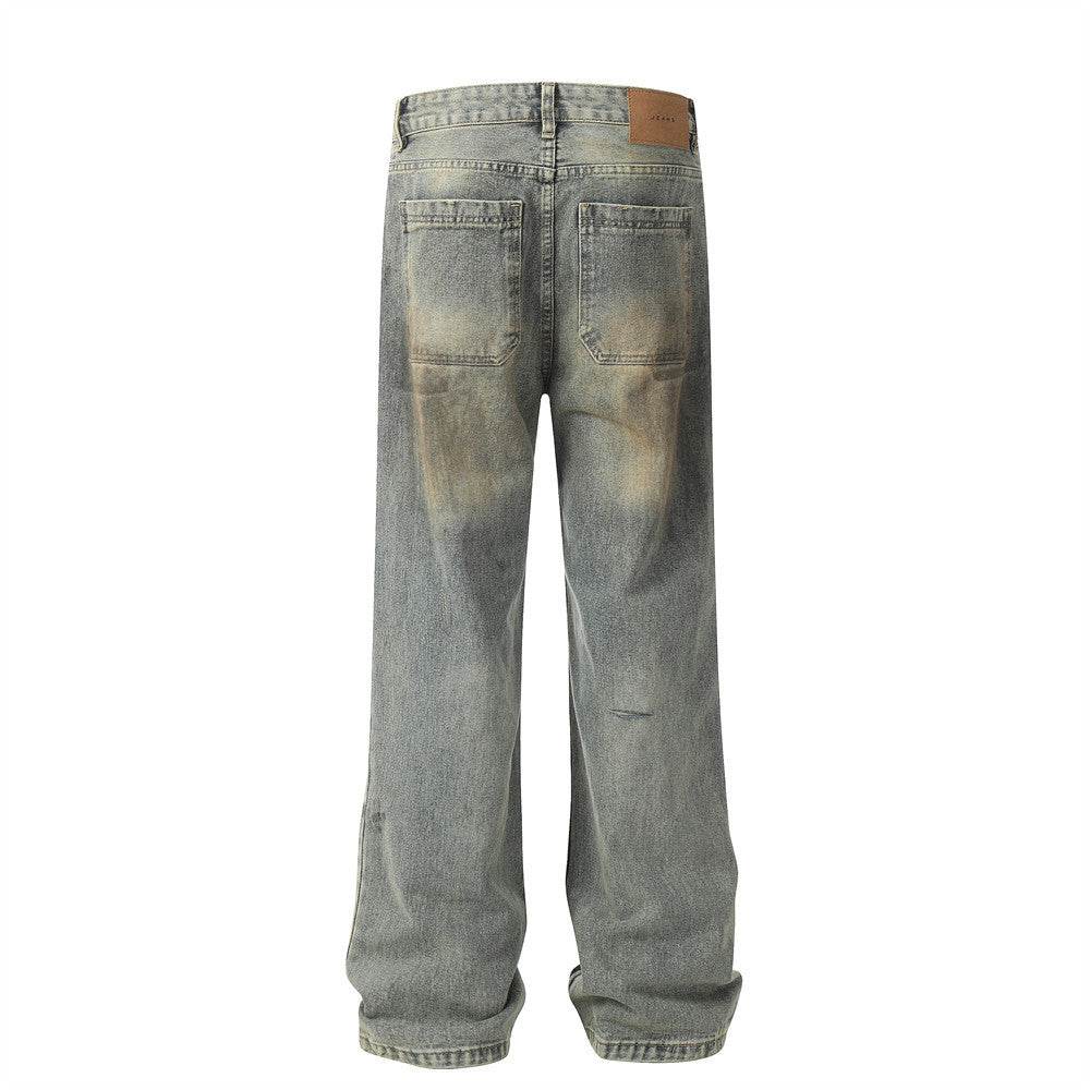Pantalon en jean pour homme à effet usé, délavage industriel