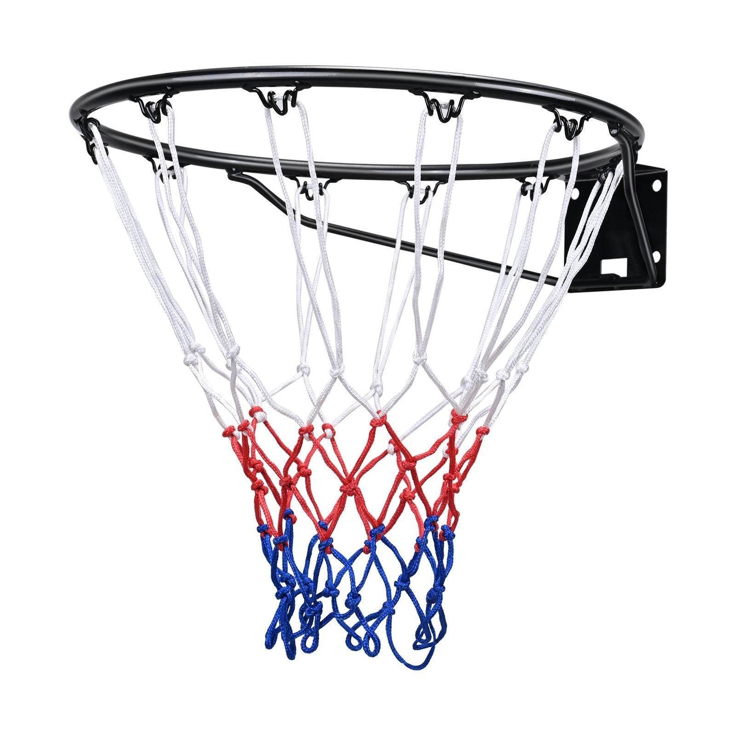 Cercle de basket-ball, panier de basket-ball mural/à accrocher à la porte, remplacement de but de basket-ball robuste Q235 avec filet et double ressort, panier standard de 45 cm pour intérieur et extérieur pour enfants et adultes