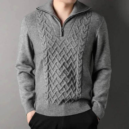 Men's Winter Fashion Half Zip Slim fit Knitted Woolen Pullover Sweater