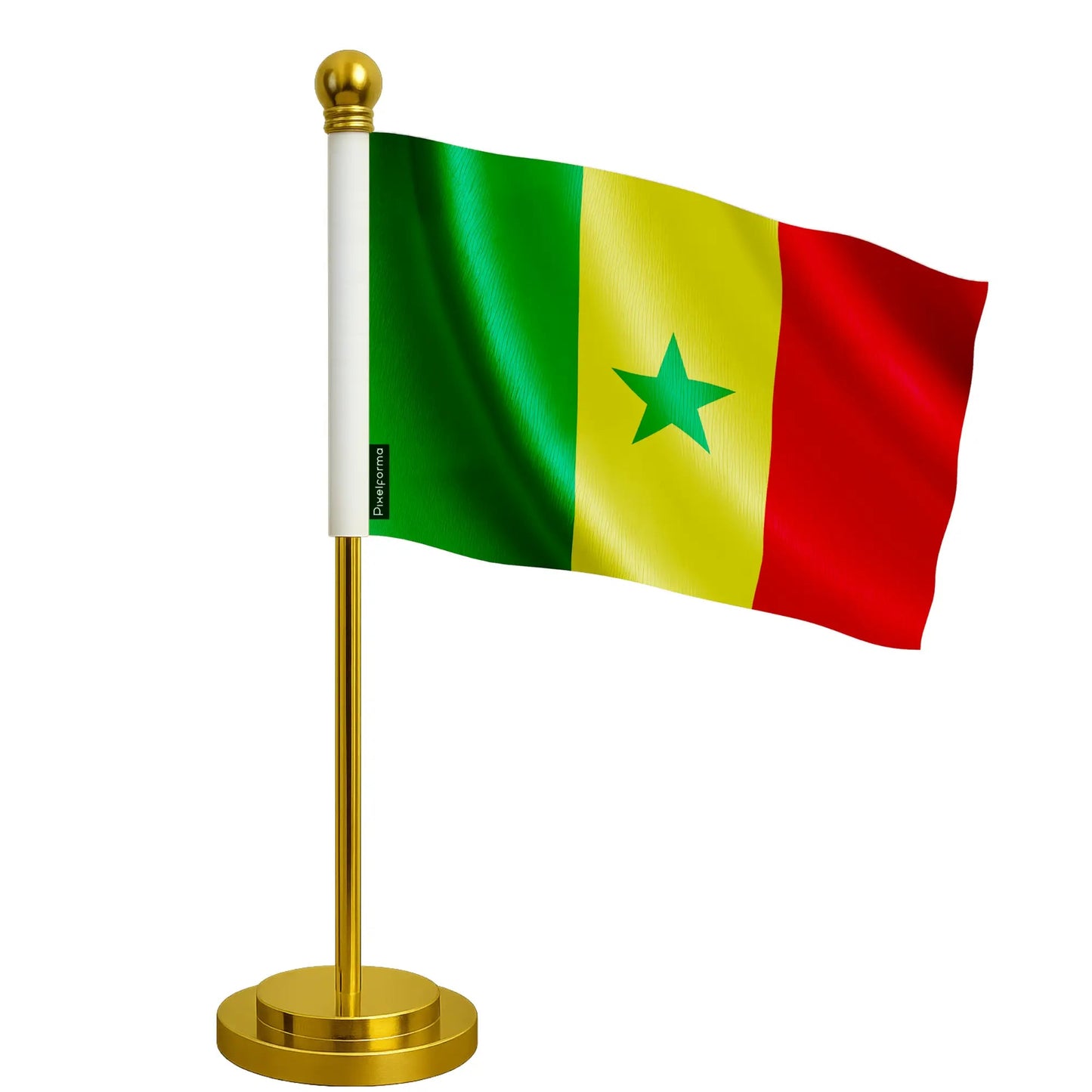 Drapeau De Bureau Du Sénégal – Polyester – Socle Acier Inoxydable