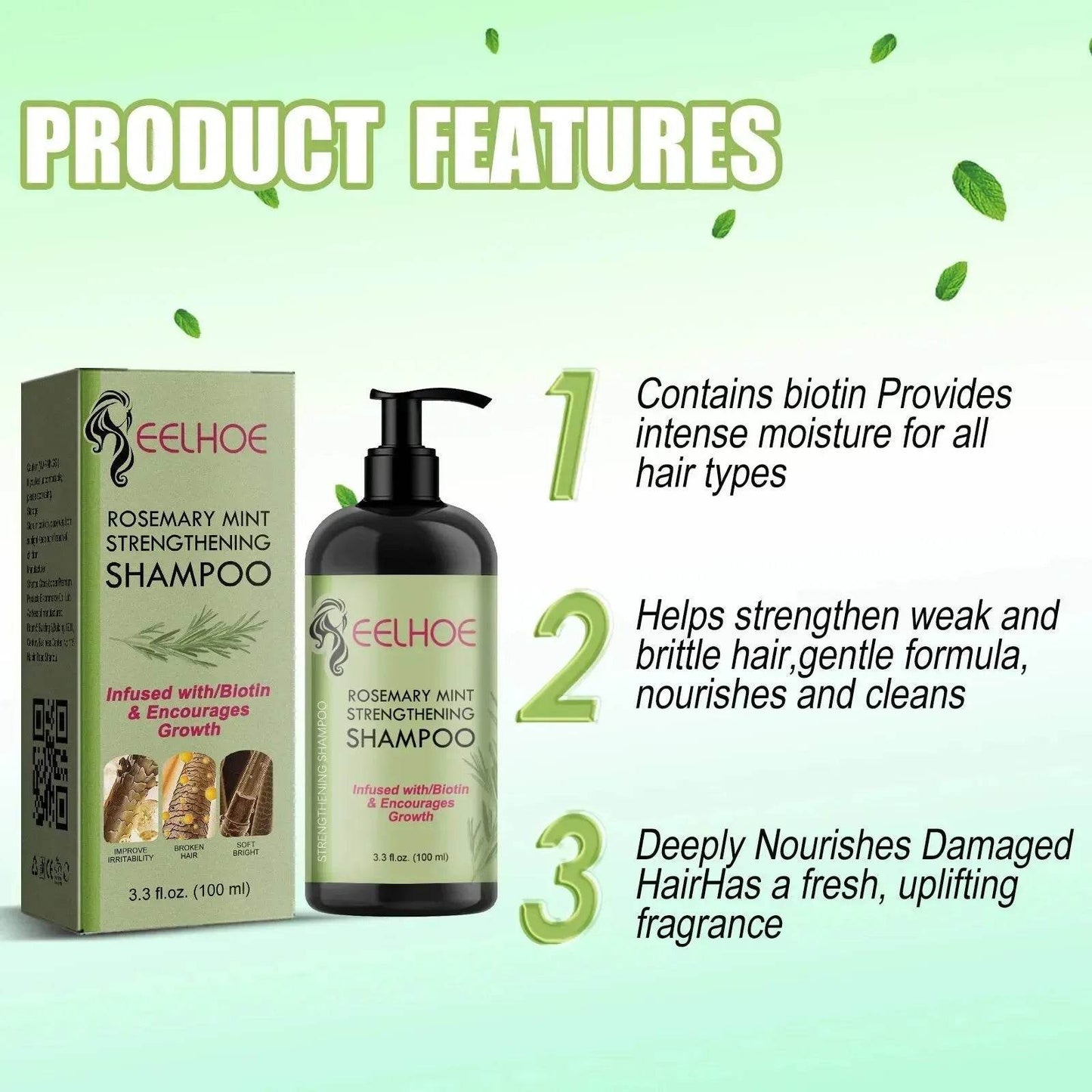 EELHOE Rosemary Mint Strengthening and Growth Shampoo Biotin Infused
