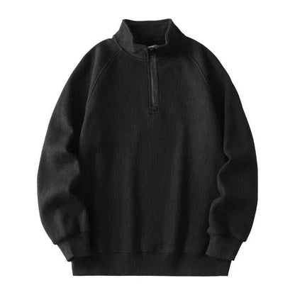 Autumn Winter half zip Stand-collar Fleece Sweatshirt Pullover tops for men