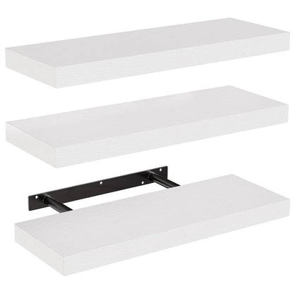 One-Line Floating Wall Shelf – 3-Tier Wooden Bamboo Wall-Mounted Storage Shelf