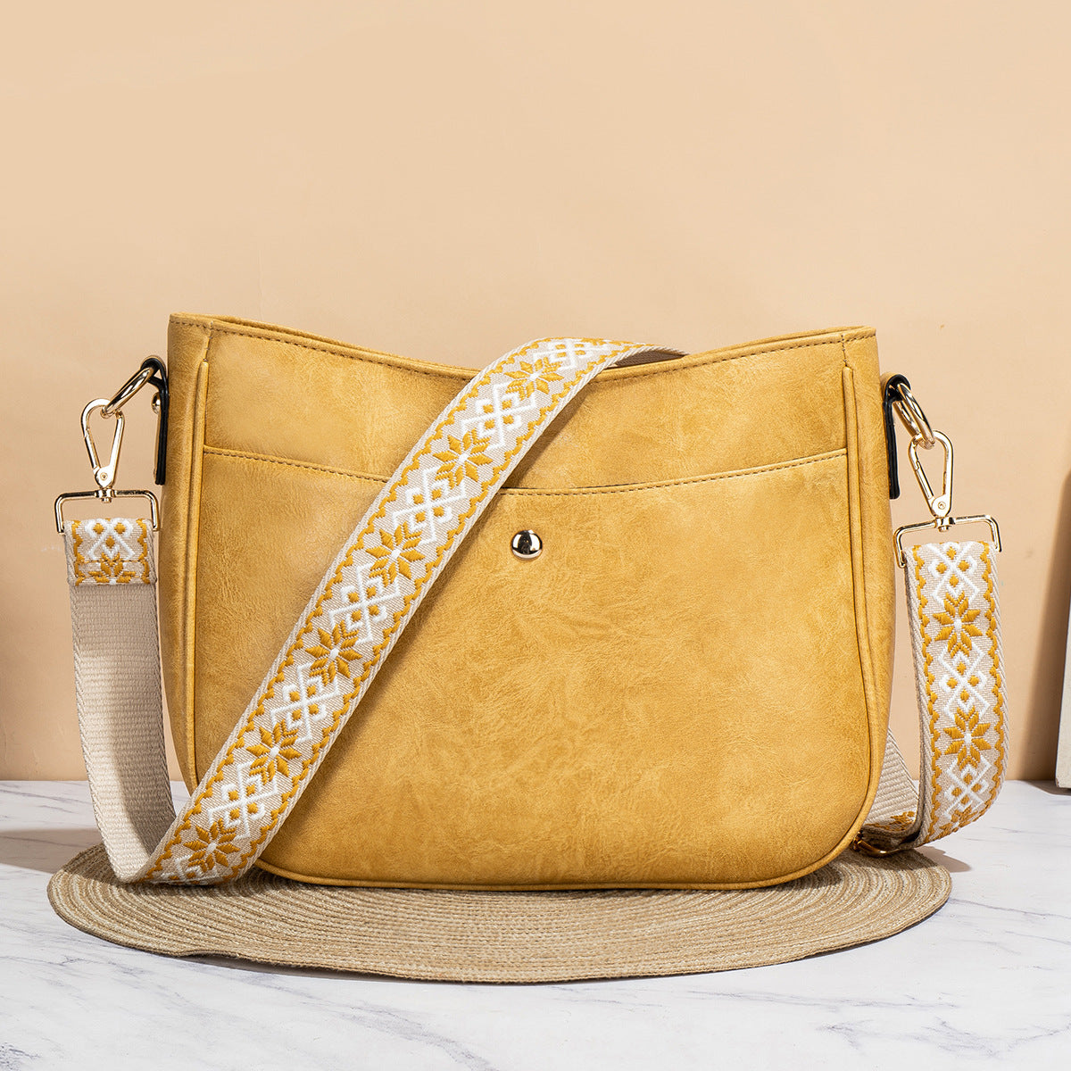 Women's Simple Crossbody Bag – PU Leather Shoulder Purse for Everyday Use