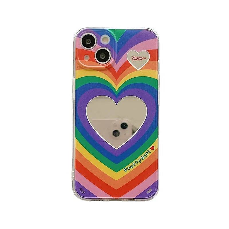 Coque de téléphone en silicone miroir Rainbow Love