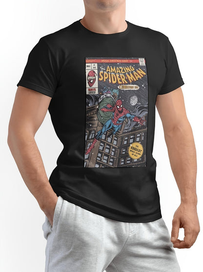 Authorized Disney Marvel Spider-Man Stitch Pooh Bear Graphic Adult Classic Characters Avengers Superhero Theme Men's T-Shirt