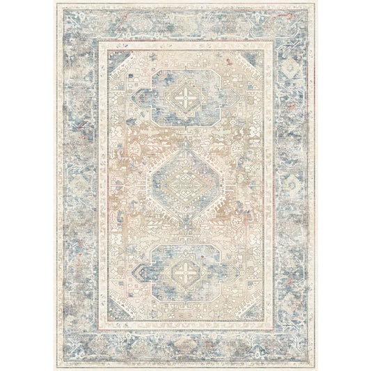 Tapis Elera bleu, rouge et beige