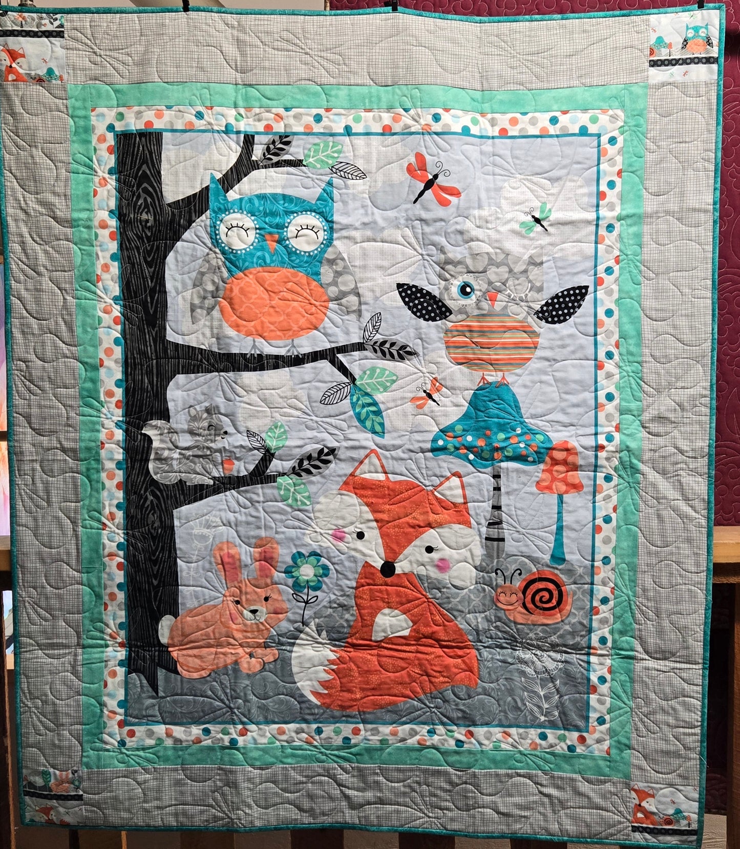 Store Sample- Baby Quilt- Owl and Fox Panel