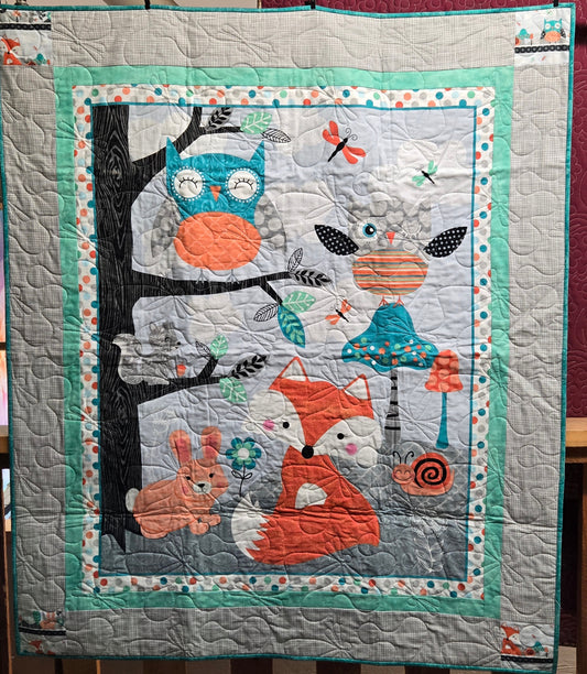 Store Sample- Baby Quilt- Owl and Fox Panel