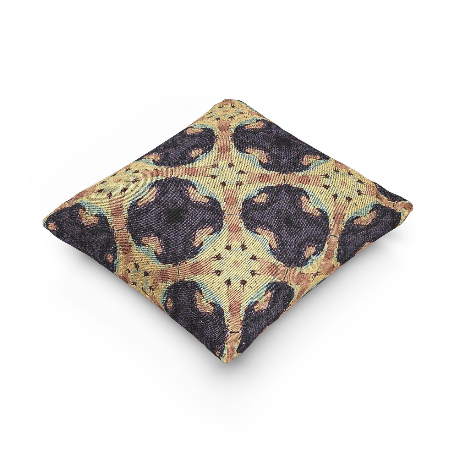 Geometric Mosaic Pattern Woven Pillow | Boho Tile Throw Cushion