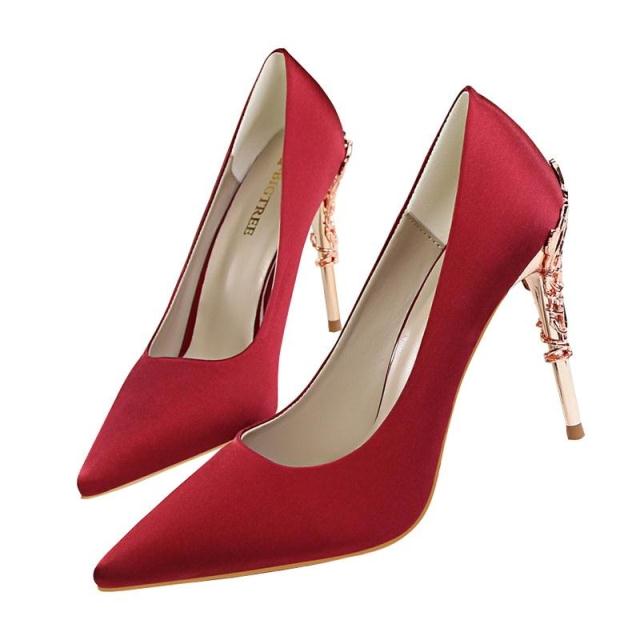 Women's Elegant High Heel Dress Shoes – Wedding Party Pumps with Luxury Metallic Design