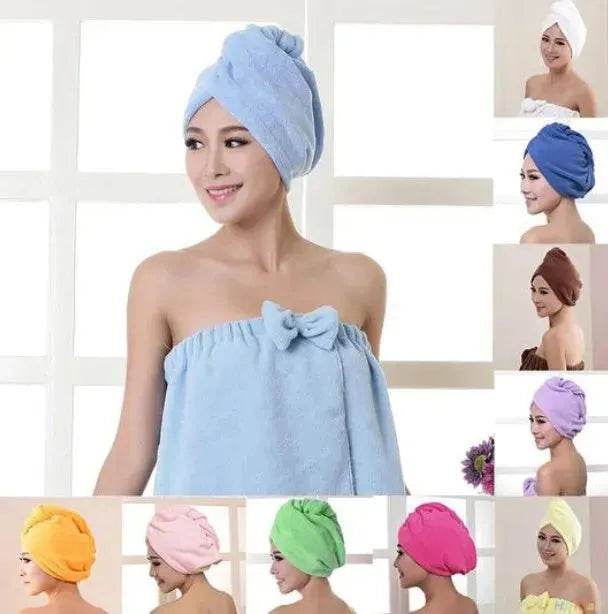 Women's Microfiber Hair Dryer Cap Absorbent Hair Towel.
