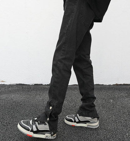 Ankle Snap Denim jeans Pant men straight leg