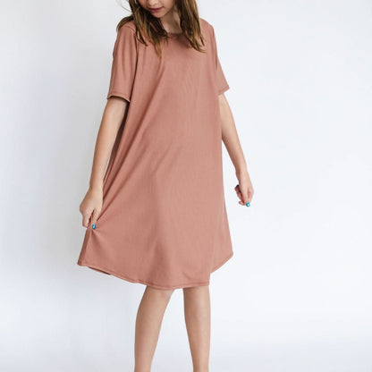 Youth Bamboo Winslow Dress | Terracotta Rib