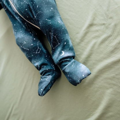 Bamboo Baby Zipper Footed Onesie | Night Sky