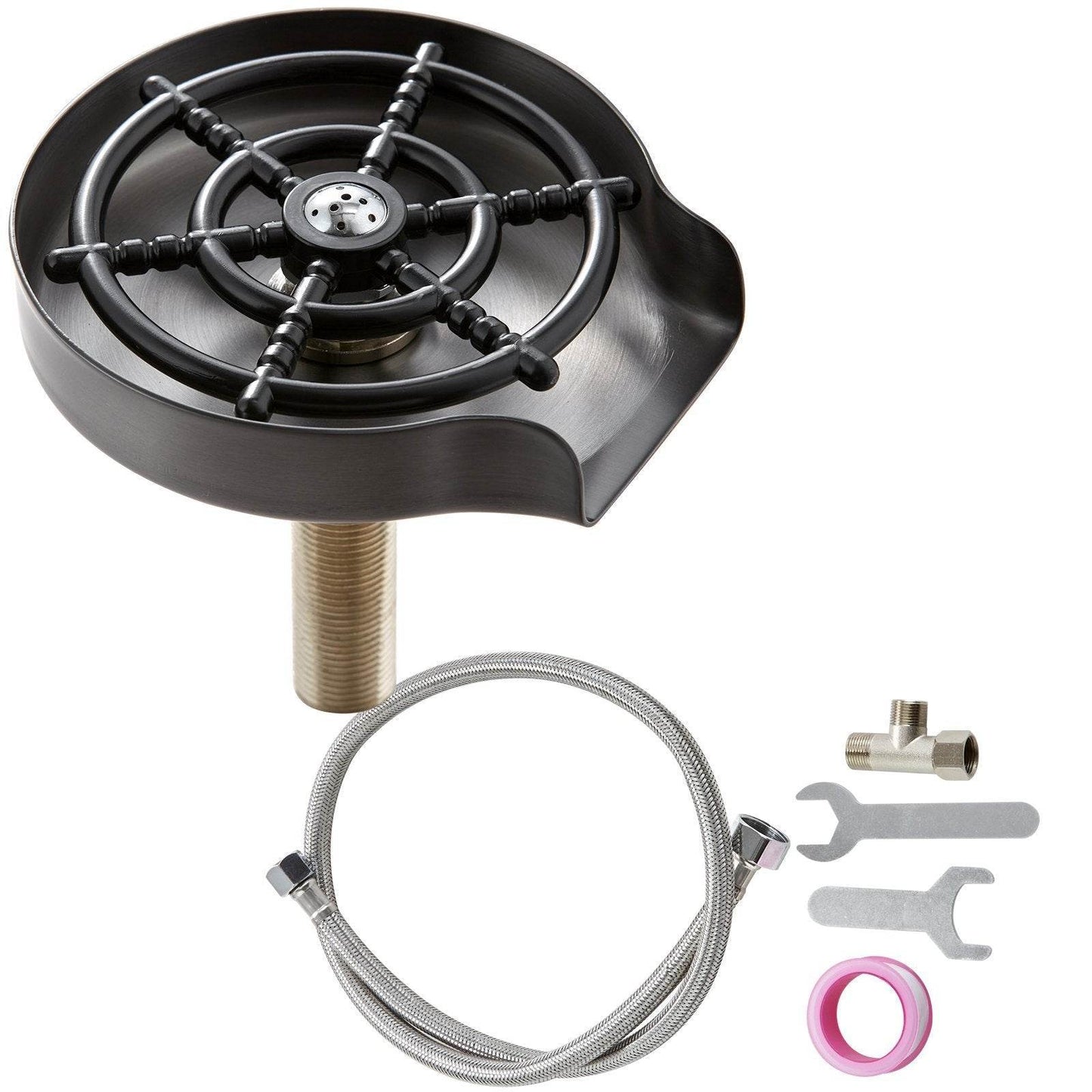 Glass Rinser, 10 Powerful Spraying Jets 360  Rotating Cup Rinser For Sink, 304 Stainless Steel Faucet Cup Washer With ABS Cup Holder For Baby Bottle, Glass Cup, Wine Glass