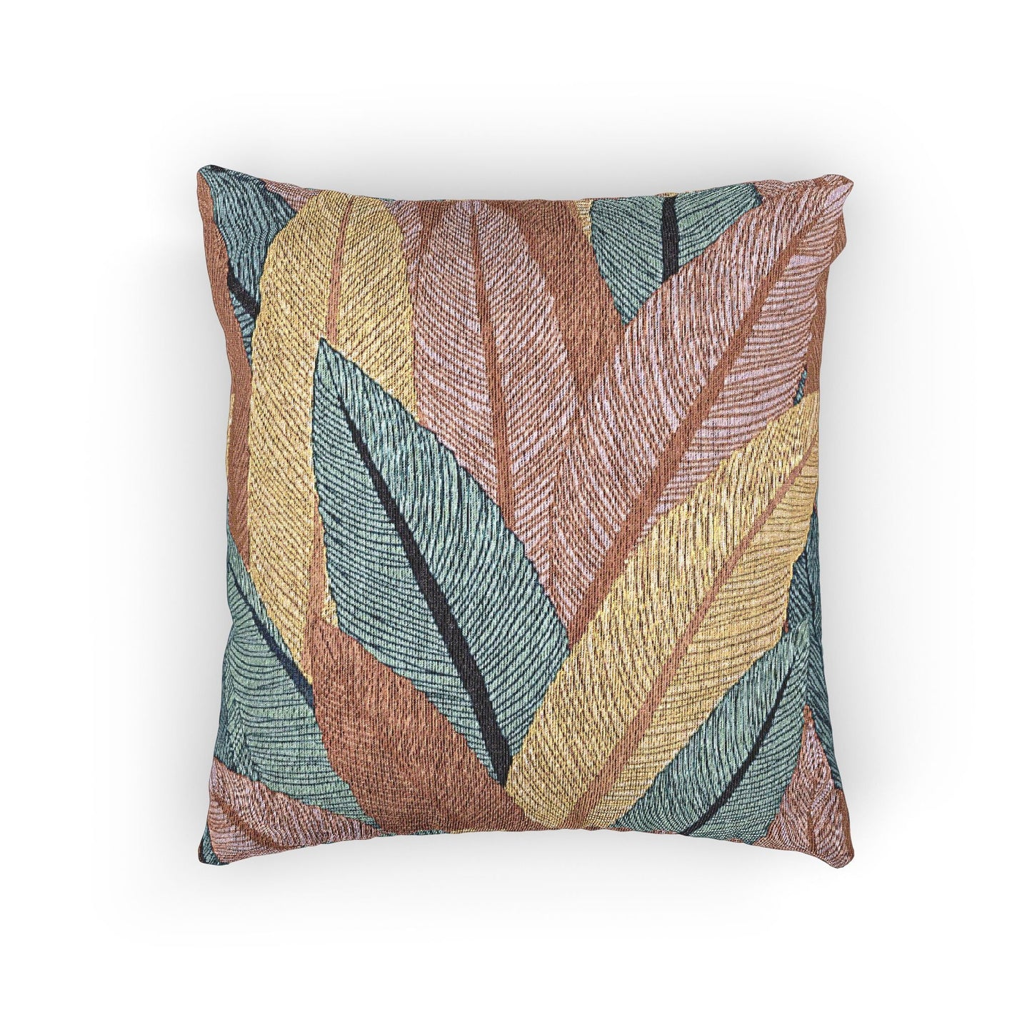 Tropical Leaf Woven Pillow | Boho Decorative Throw Cushion