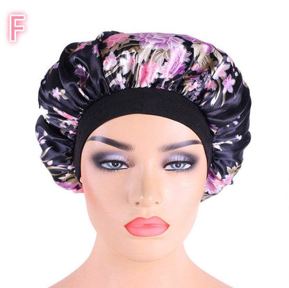Beauty print Satin Silk Hair Bonnet for sleeping