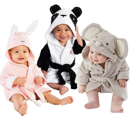 Infant Fashion Simple Cartoon Animal Fleece Bathrobe