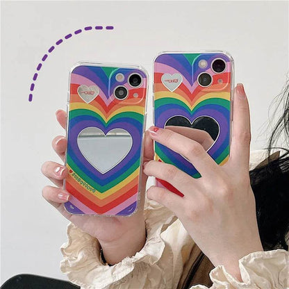 Coque de téléphone en silicone miroir Rainbow Love