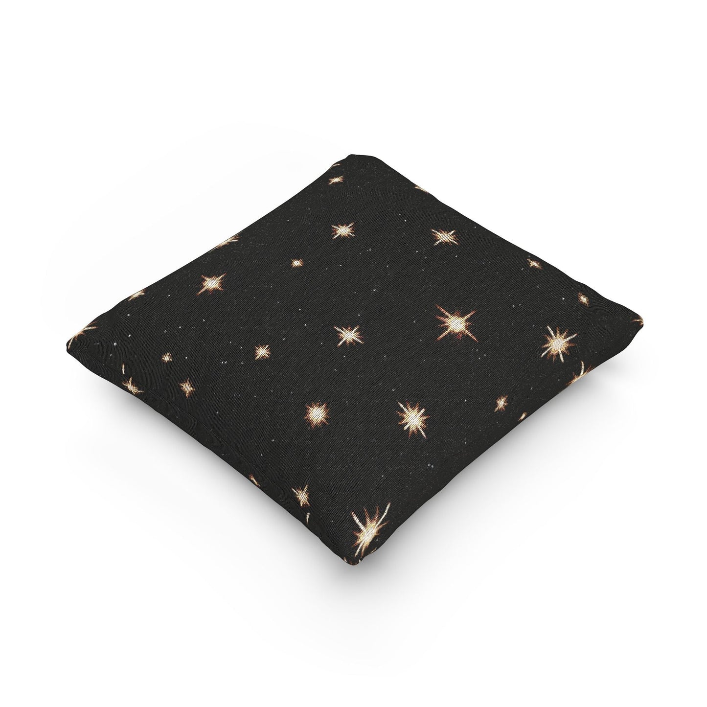 Starry Night Sparkle Woven Pillow | Black Cross-Stitch Stars