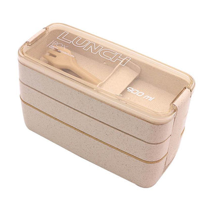 Insulated Bento Lunch Box Three-Layer Wheat Stalk Container