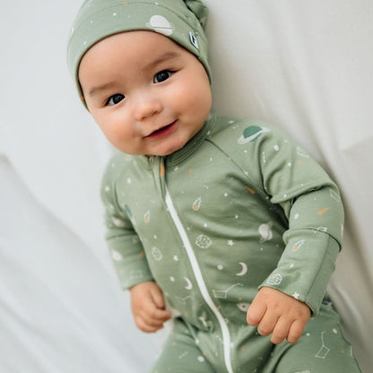 Bamboo Baby Zipper Footed Onesie | Night Sky