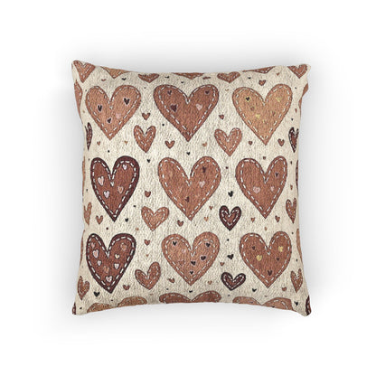 Neutral Heart Pattern Woven Pillow | Boho Heart Throw Pillow