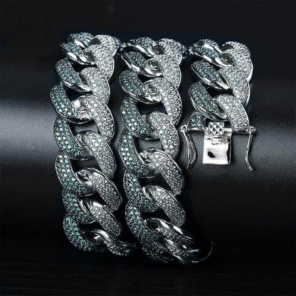 Emerald color men's large Cuban chain
