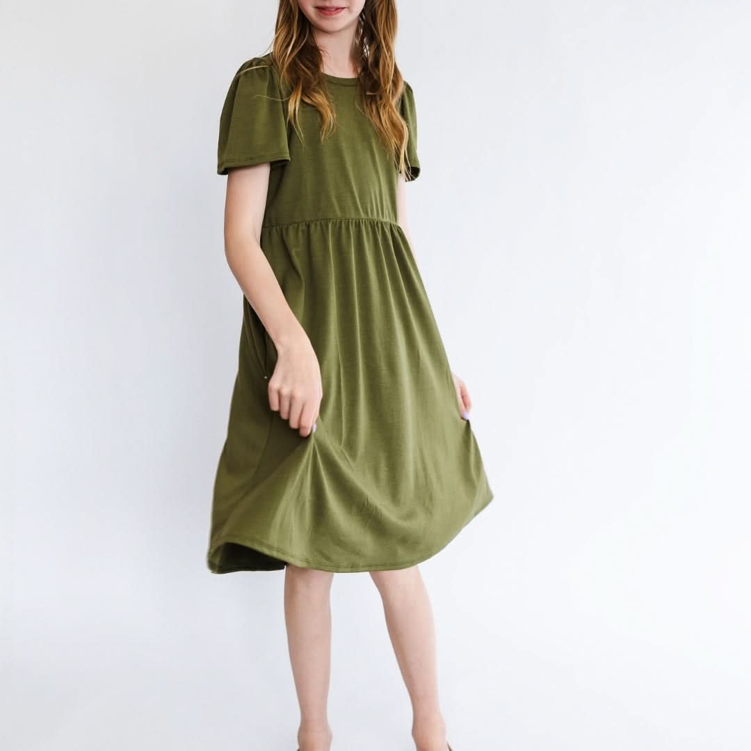 Youth Bamboo Kaia Dress | Palm Fronds
