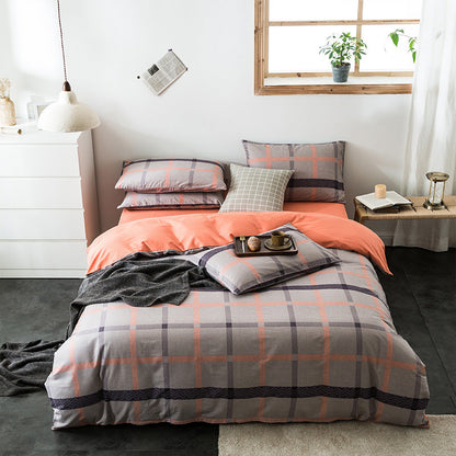 100% Cotton Geometric Bedding Set – Quilted Reactive Print Sheet & Duvet Cover Set