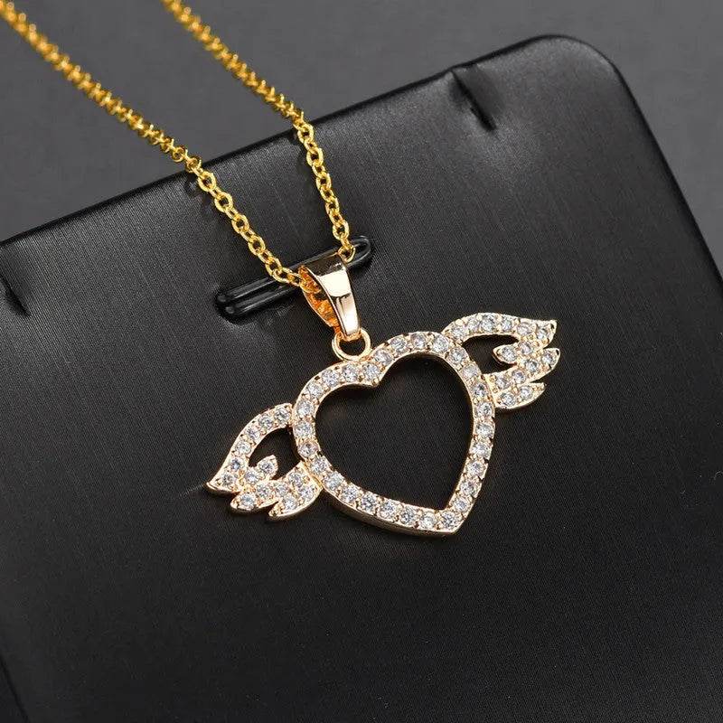 Femmes Mode Ange amour pendentif Collier Or Argent