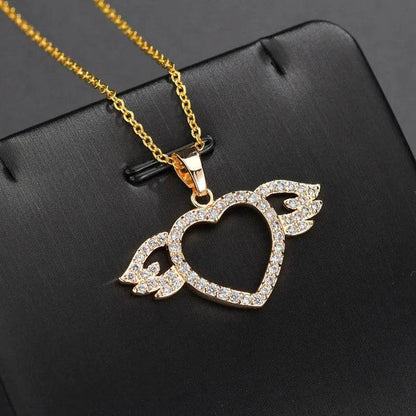 Femmes Mode Ange amour pendentif Collier Or Argent